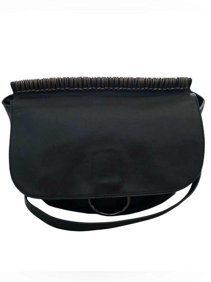 Christopher Kon Genuine Leather Black Crossbody Bag